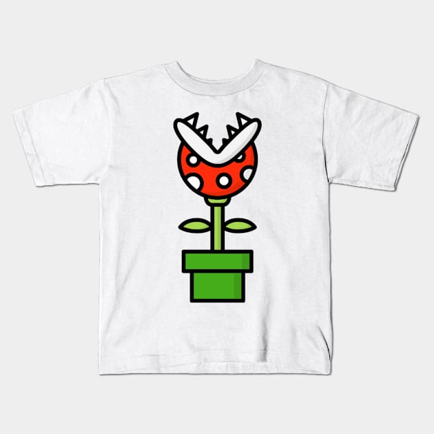 Piranha Plant Kids T-Shirt by Radradrad